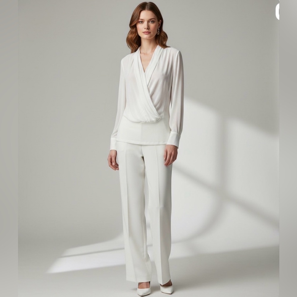 Fate Sheer Elegance Wrap Top - Flowy White Chiffon like Stunner
